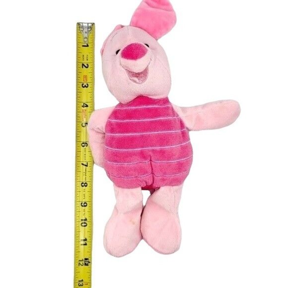 Disney Baby Piglet Plush Rattle Pink 11.5" Winnie Pooh Crinkle Ears Lovey 2013 - Picture 10 of 10